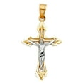thumbnail image 2 of 14K Two Tone Gold Jesus Crucifix Cross Religious Charm Pendant with 0.8mm Box Chain Necklace - 22", 2 of 4