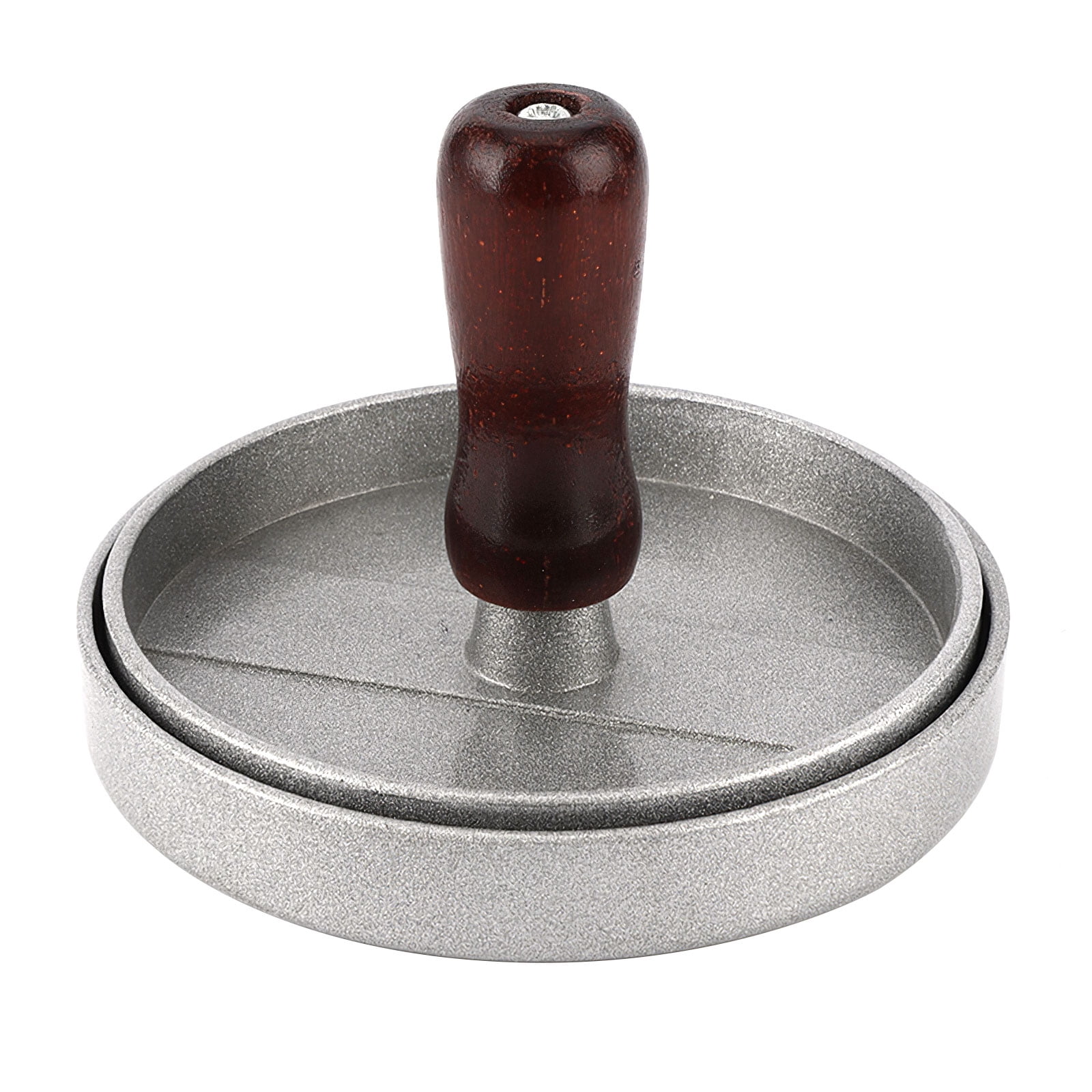 Aluminum Alloy Burger Press with Wooden Handle Round Grill Press Multipurpose Burger Smasher for Home Restaurant Snack Shop