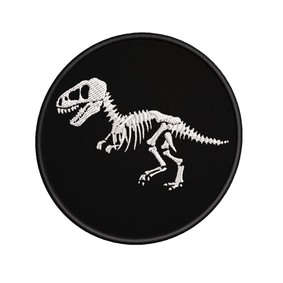 T-Rex Skeleton Embroidered DIY Iron on or Sew-on Decorative Patch Badge Emblem Appliques Dinosaur Bones Jurassic Park Series
