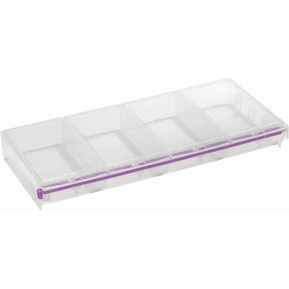 Organisateur de Perles et Conteneurs de Rangement en Plastique pour Artisanat, Boutons, Épingles et Plus, 4 Compartiments, 2TG, Couvercles Transparents