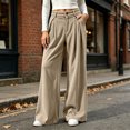 thumbnail image 2 of Women Corduroy Wide Leg Pants High Waist Button Zipper Pleated Trousers Loose Casual Palazzo Pants with Pockets, 2 of 9