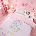 thumbnail image 3 of meiyoeat Rainbow Gradient Monogram E Twin Duvet Cover,Dreamy Balloon Initial Art Twin Bedding For Girl,Pink Reversible,2 Pieces,1 Duvet Cover and 1 Pillowcase, 3 of 6