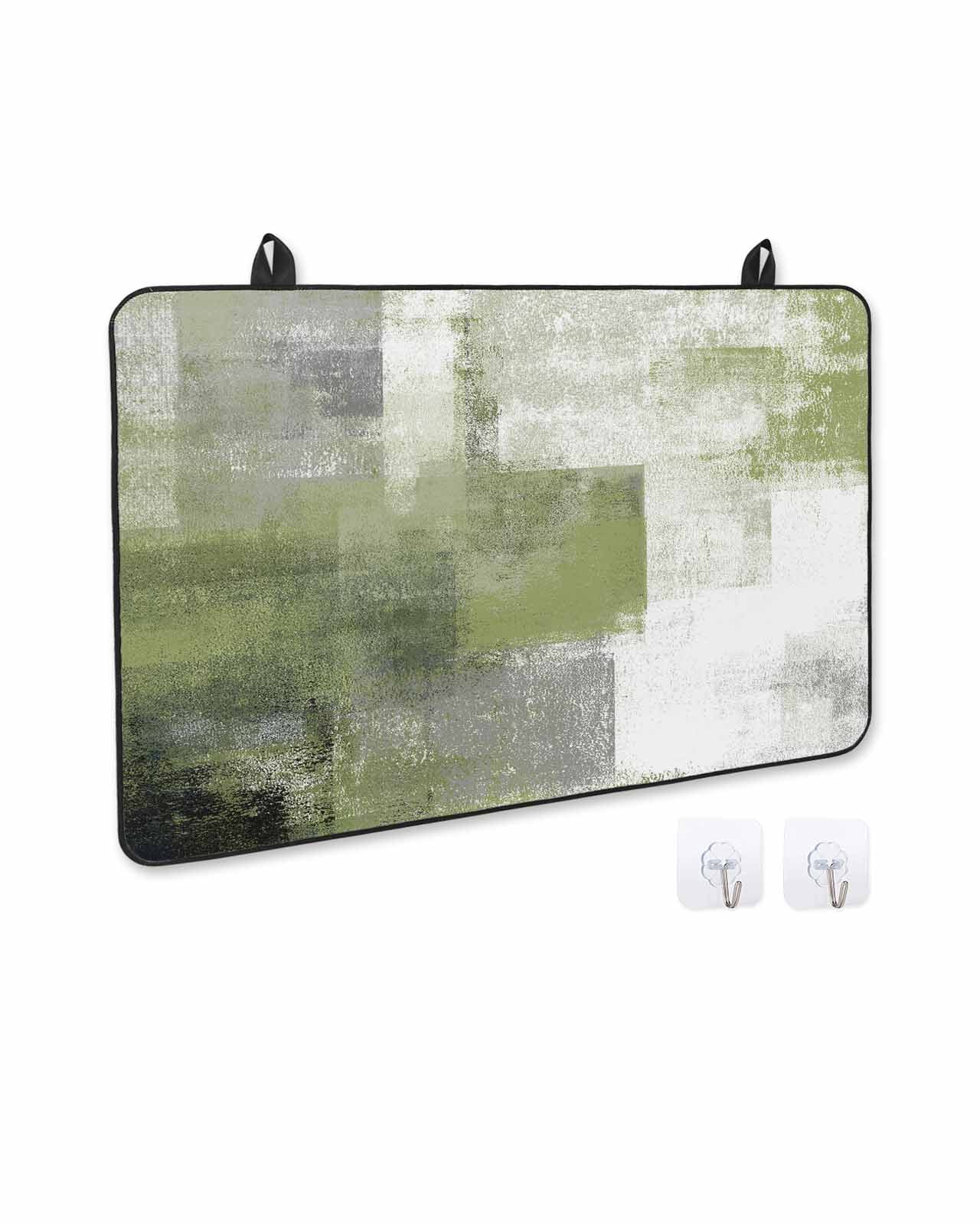nqOlkjepod Large Induction Cooktop Protector Mat 36"x21", Sage Green Ombre Stove Top Covers for Electric Stove, Vintage Shabby Abstract Plaid Art Stove Burner Cover Mats, Glass Top Stove Cover