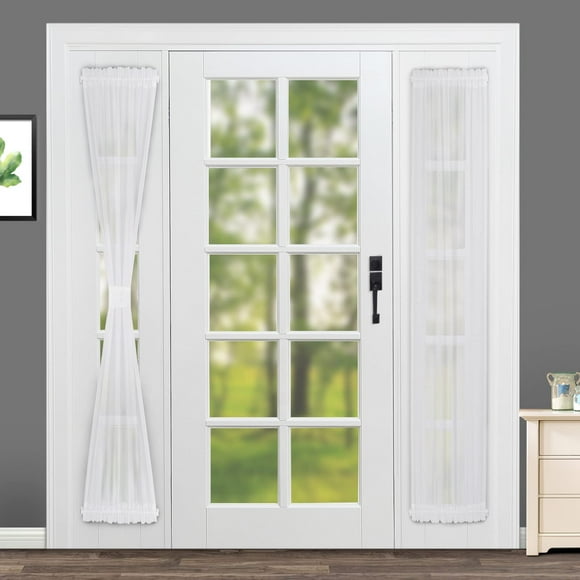 Rose Home Fashion Rhf Cortinas De Gasa Para Puerta Francesa, Juego De 2 Paneles, Cortinas Laterales Para Puerta De Entrada, Paneles Transparentes De 30 W Por 72 L, Cortinas De Puerta De Vidrio Transpa