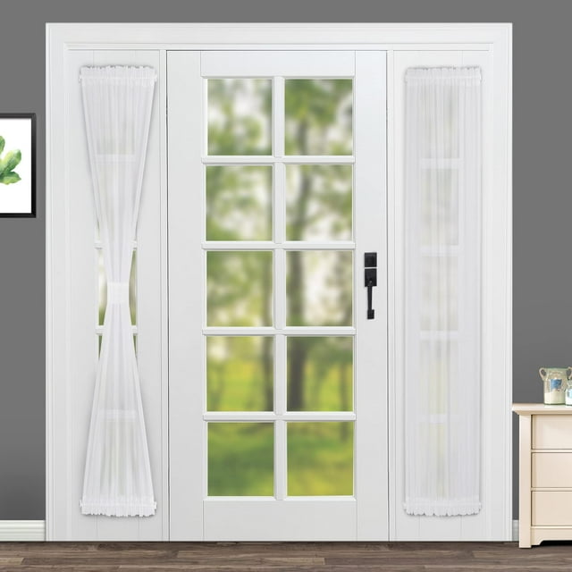 Rose Home Fashion Rhf Cortinas De Gasa Para Puerta Francesa, Juego De 2 Paneles, Cortinas Laterales Para Puerta De Entrada, Paneles Transparentes De 30 W Por 72 L, Cortinas De Puerta De Vidrio Transpa