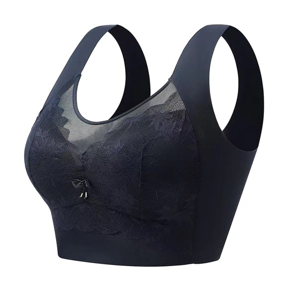 Gyexs Comfort Wireless Bra for Women Full Coverage Supportive Lift Large Bust Thin Strap Design Plus Size Bras for Women, Black, Size XXXXL