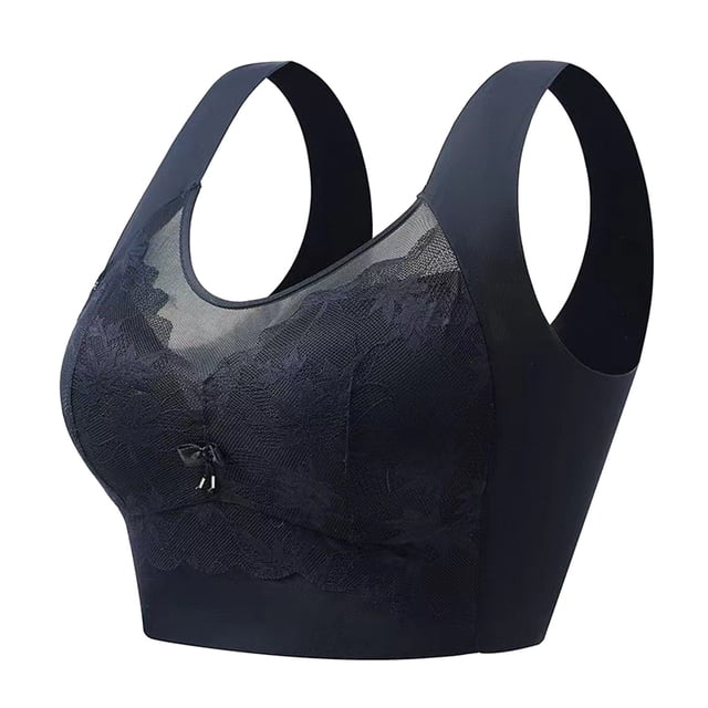 Gibobby Sujetador deportivo para mujeres grande y cómodo para mujer con cierre pequeño y senos laterales antiflacidez Estilo delgado sin anillos de Ajuste de tamaño(Negro,XL)