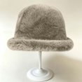 thumbnail image 4 of Cutuoiiu Cold Weather Hat for Women Solid Color Fuzzy Rolled Brim Bucket Hat Soft Plush Winter Warm Fisherman Cap for Daily Outdoor, 4 of 8