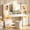 White, variant on 62" Large White Vanity Desk with Glass Top, Makeup Vanity with Mirror and LED Lights, One Piece Controls 3 Lighting Modes, 4 Drawers Vanity with 2 Cabinets and Power Outlet for Women, Girls