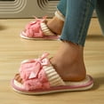 thumbnail image 5 of Taqqpue Memory Foam Open Toe Fuzzy Slippers for Women Slip On Cozy Indoor House Footwear for Her Versatile Indoor Slippers Bow Winter Trendy Fashionable Warm Flat Cotton Slippers, 5 of 6