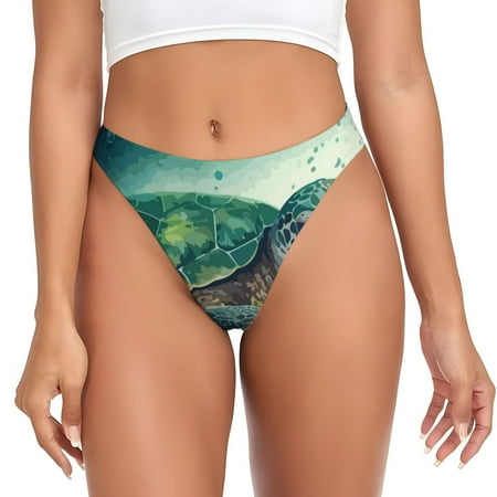 Sigee Watercolor Turtle1 for Women s G-String Panty  Low Rise  Soft Lace Perfect for Everyday Wear or Special Occasions-XX-Large