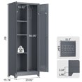 thumbnail image 3 of Marcree Broom Closet Storage Cabinet with Lock,65" Tall Garage Storage Cabinet with Hanging Rod,Multifunctional Garage Storage Broom Closet with Doors,Cleaning Tool Cabinet, 3 of 9