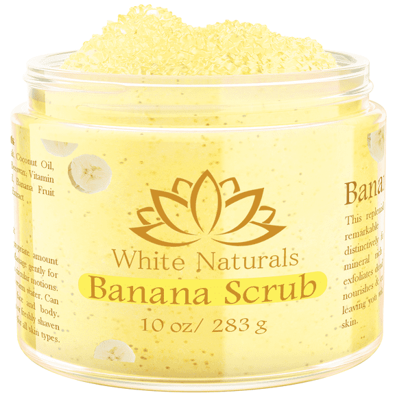 Organic Banana Body Scrub, Moisturizing and Exfoliating Salt Face & Body Scrub, Fights Stretch Marks, Fine Lines, Pure Exfoliator