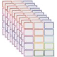 thumbnail image 1 of 150Pcs 3 x 2 Inch Colorful Name Labels Adhesive Name Tag Stickers Rectangle PVC Large Rainbow Dot Border Frame Sticky Tags Labels Sheets for Party Family Home Conferences School Office Gifts, 1 of 6