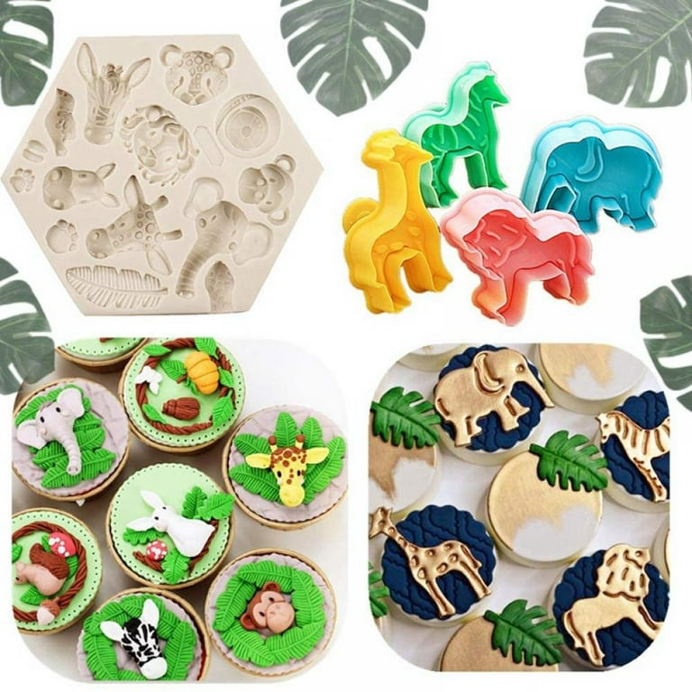 6 Pcs Jungle Animals Fondant Silicone Molds Sugarcraft Cake Decoration Wide  Animal Cholocate Molds Safari Animal Candy Molds Candy Making Supplies