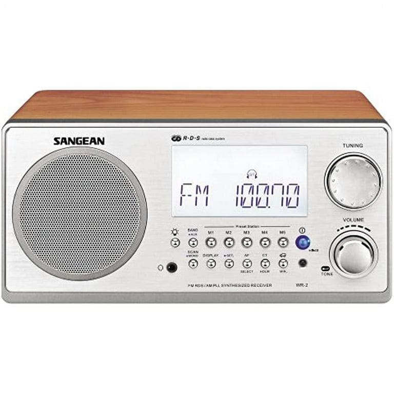 Sangean WR-2 Digital AM/FM Table Top Receiver with Wooden Cabinet