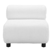 Rahat Accent Chair White Accent Chair, Modern Style, Velveteen strips corduroy fabric, Rubberwood, Indoor Living