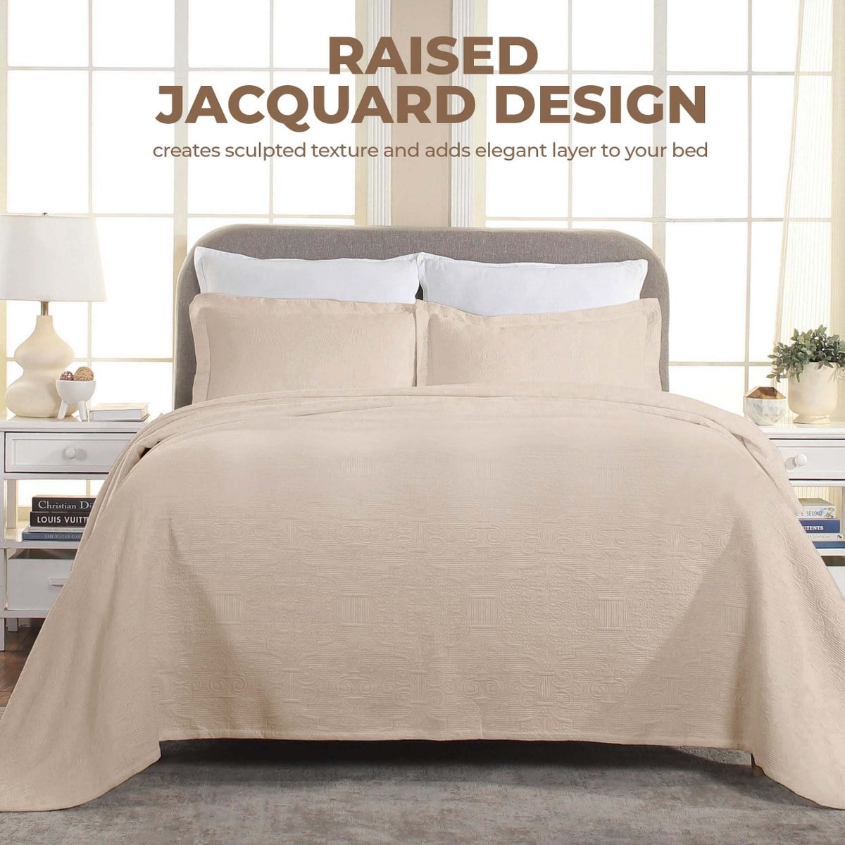 Superior 3-Piece Florin Cotton Matelasse Linen Bedspread Set, Full
