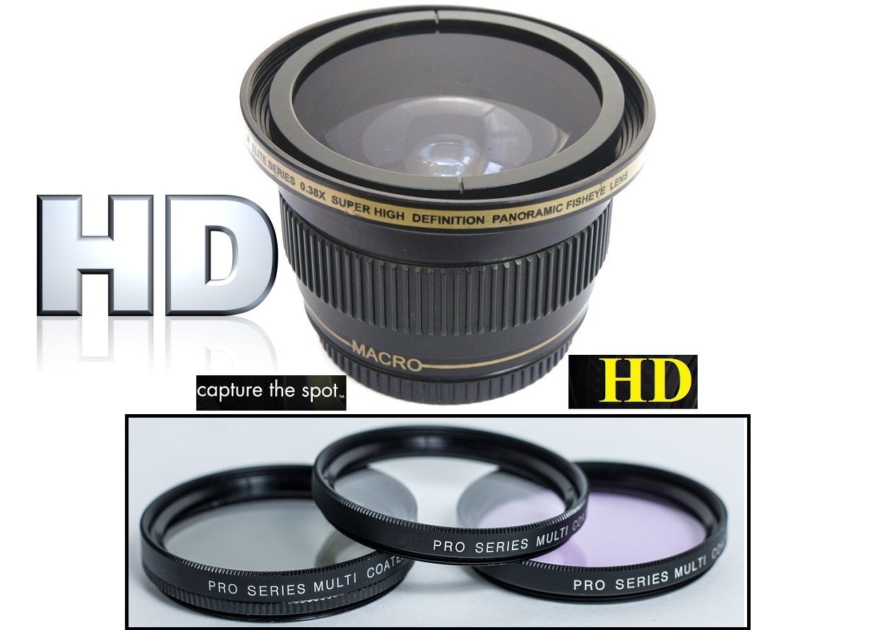 Elite Hi Def Fisheye Lens and 3Pc Filter For Canon Powershot SX30 SX40