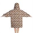 thumbnail image 2 of Brown Christmas Gingerbread Pattern Blanket Hoodies for Kids 6-13YR Oversize Wearable Blanket Hoodies for Boys Girls Teens, 2 of 7
