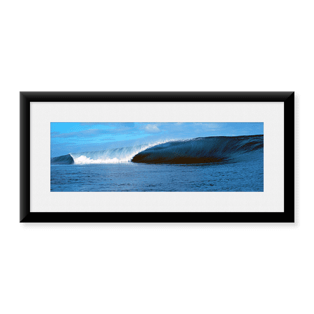 Framed Art Print, Low Wave Curling Into the Sea by Panoramic Images, 25-7/8" x 9-7/8"