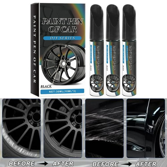 Mduoduo Black Rim Scratch Repair Paint Pen Set of 3 for Easy Wheel Restoration Car Accessories