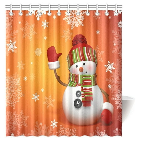 Pop Cute Christmas Shower Curtain Funny With Mittens And Hat