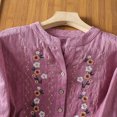 thumbnail image 5 of IUYRTFE Women's Short Sleeve Floral Embroidered Blouse Split Neck Button Up Summer Casual Tunic Top, 5 of 8