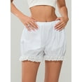 thumbnail image 4 of LMLYSoH Women's Bloomers Loose Eyelet Embroidery Elastic Waist Ruffled Trim Bubble Lounge Shorts for Summer, 4 of 9