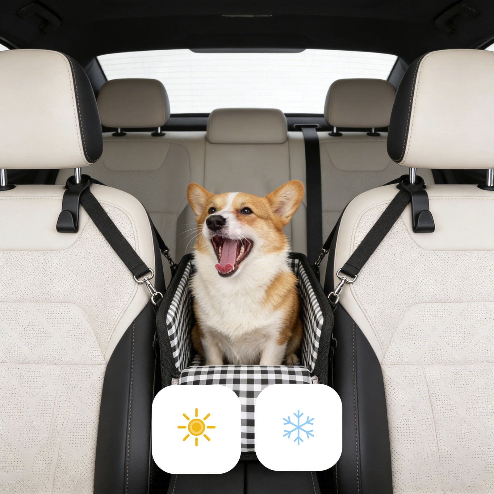FTsdfkl Center Console Dog Car Seat, Detachable and Washable Inner Lining Dog Car Seat Anti-Collapse Small Dog Pet Car Seat with Safety Belt Up to 11lbs