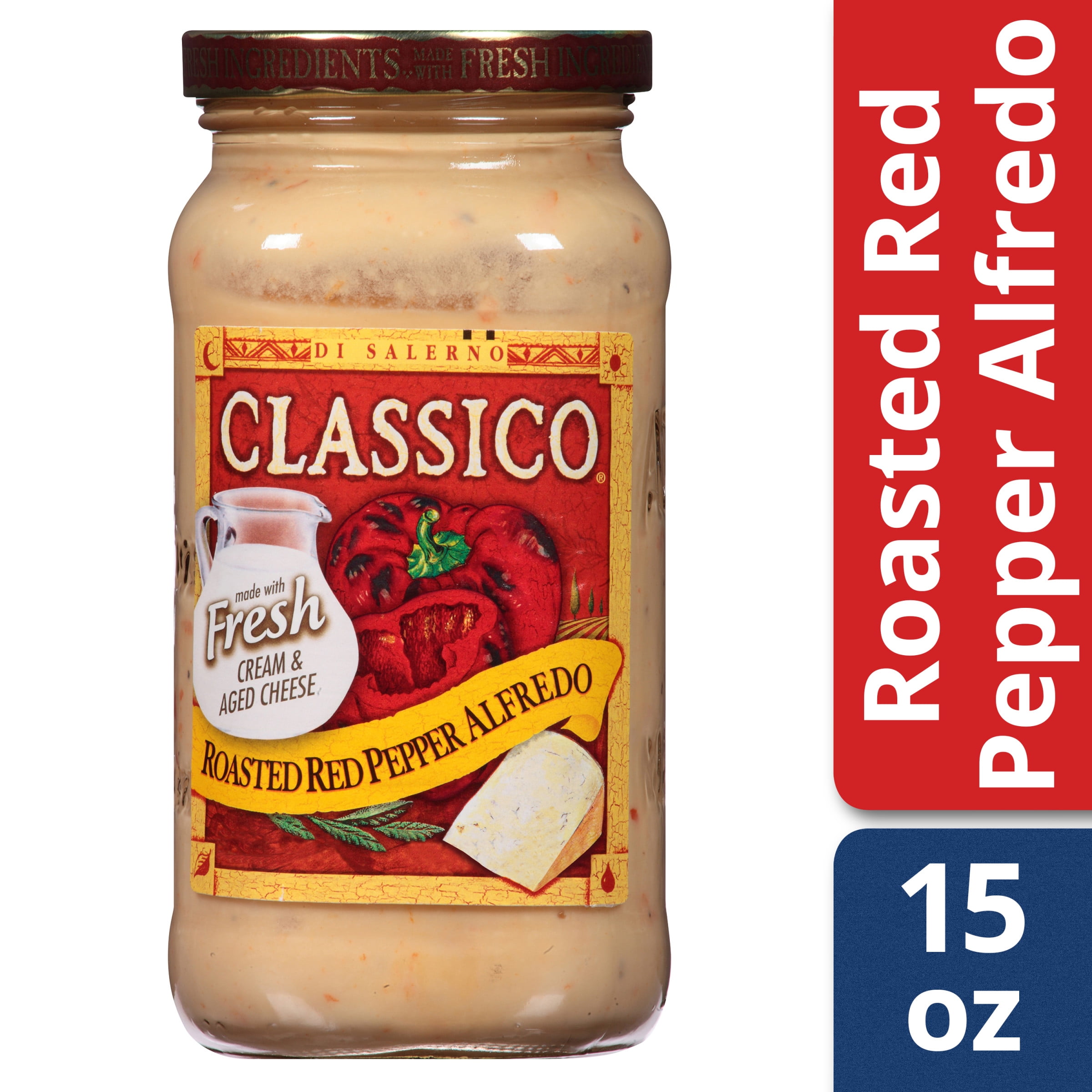 Classico Roasted Red Pepper Alfredo Pasta Sauce 15 Oz Jar Walmart Com Walmart Com
