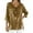 Khaki, variant on Loose Fit Stacked Neck 3/4 Sleeve Side Slit Casual Blouse for Women – Draped Neckline Sparkly Glittery Top