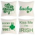thumbnail image 3 of ZPAQI Saint Patricks Day Pillow Cover Square Linen Pillowcase Clover Letters Design, 3 of 7