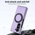 thumbnail image 5 of Compatible with Samsung Galaxy Z Fold 6 Phone Case,Built-in Screen Protector,360° Rotatable Ring Kickstand,Compatible with Mag-Safe,Anti-Scratch Leather Shockproof Rugged Phone Case,Lightpurple, 5 of 8
