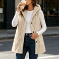 thumbnail image 2 of Autumn Clothing Ladies Lightweight Winter Vest Sleeveless Hooded Jacket Fleece Button up Jacket Solid Color Outerwear with Pockets My Order My Items, 2 of 9