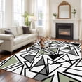 thumbnail image 2 of Sage Green Black Geometric Area Rugs 5'x7', Washable Small Throw Rugs for Laundry Room Playroom, Abstract Art Modern Line Indoor Outdoor Rug Non-Slip Low Pile Carpet Runner Reversible Floor Mats, 2 of 8