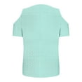 thumbnail image 5 of Hfnxid Shirt for Womens Cold Shoulder V Neck Tops Lightweight Comfy Short Sleeve Shirt Summer Solid Color Tunic Basic Tees Sky Blue S, 5 of 8