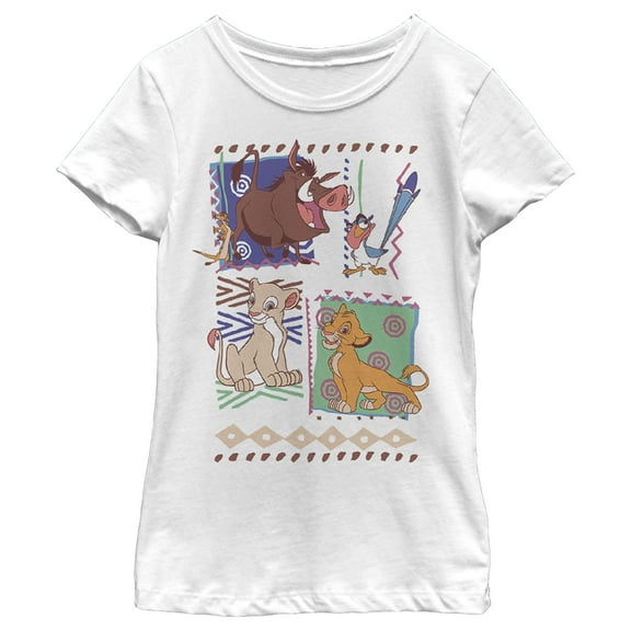 Girl's Lion King Retro 90's Savannah Friends  Graphic Tee White X Small