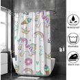 thumbnail image 4 of Coolnut Shower Curtain Set with Hooks Unicorn with Doodles Polyester Waterproof Bath Curtain 60" x 72", 4 of 6