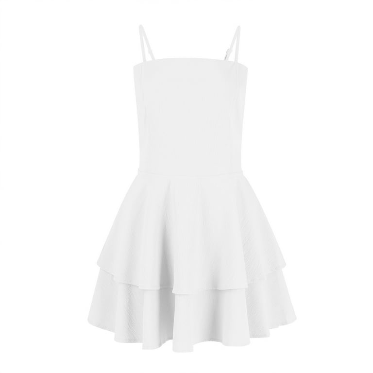 YDDIAN Tiered Homecoming Dresses Short for Teens Spaghetti Straps Chiffon  Graduation Party Gowns 2024 White M - Walmart.com