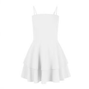YDDIAN Tiered Homecoming Dresses Short for Teens Spaghetti Straps Chiffon Graduation Party Gowns 2024 White S