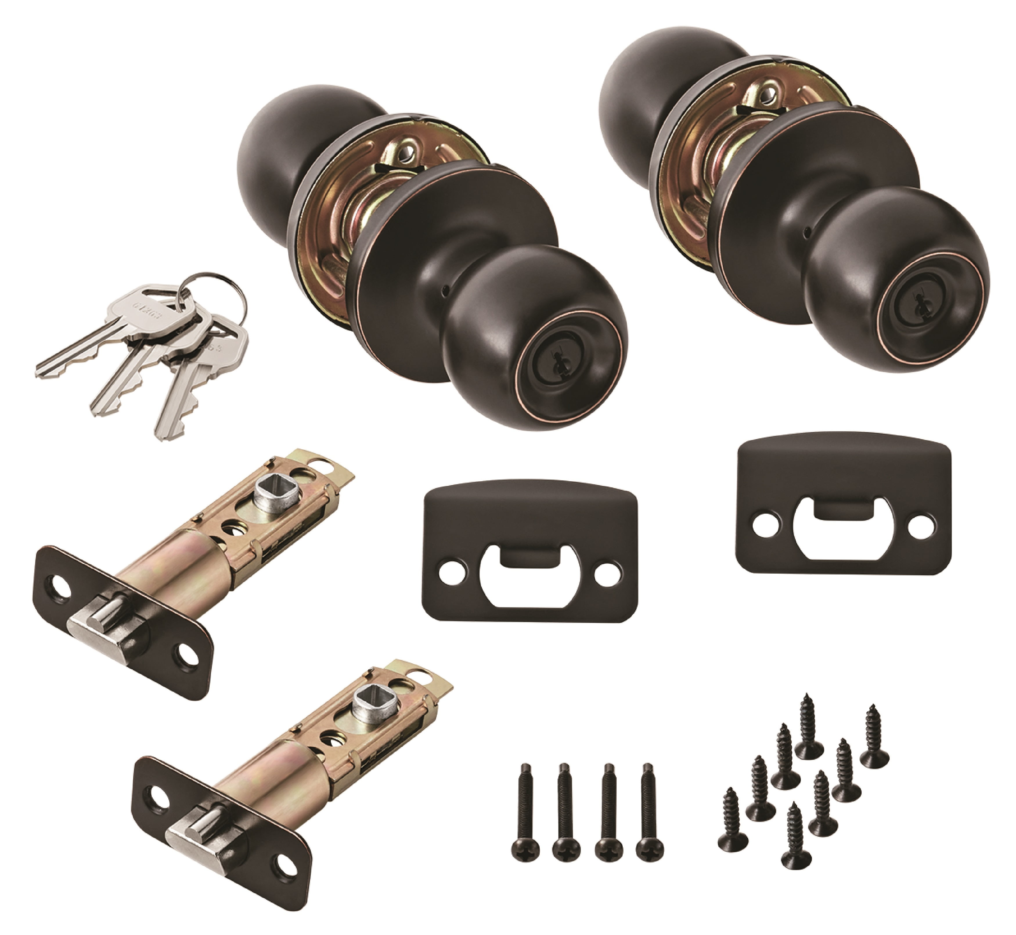 Hyper Tough Two Keyed Entry Ball Locking Doorknobs Oil Rubbed Bronze Finish Twin Pack