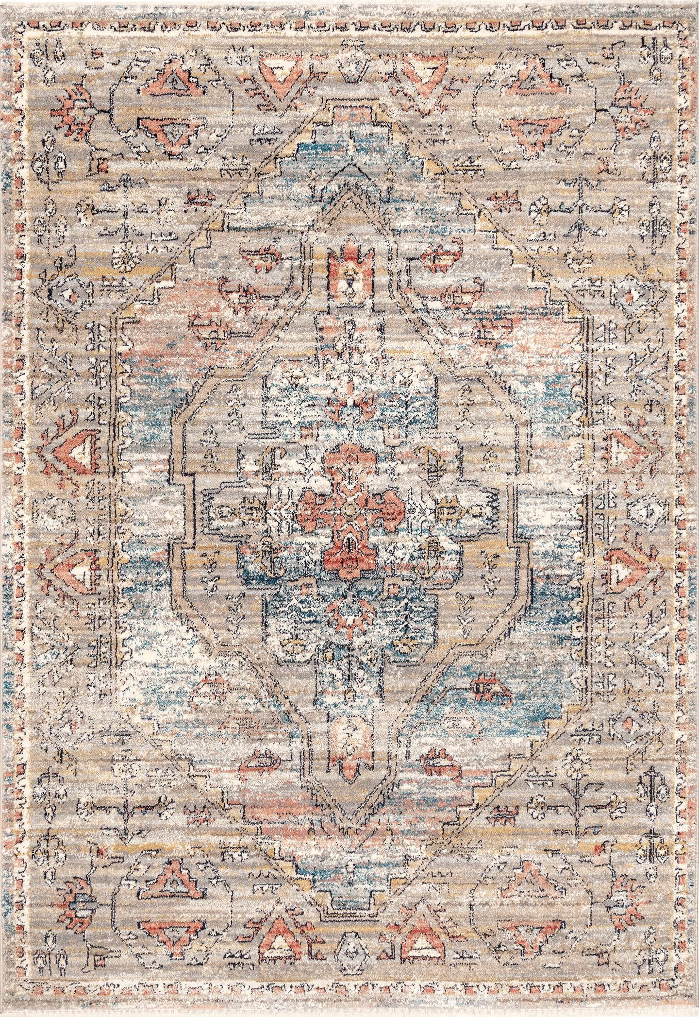 nuLOOM Marley Traditional Medallion Fringe Beige 2' 6" x 6' Transitional Runner Rug