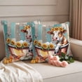 thumbnail image 2 of Funny Cow Fall Outdoor Waterproof Pillow Covers, Thanksgiving Pumpkin Bathtub Teal Gray Wooden Decorative Square Throw Pillowcase Sofa Cushion Sham for Patio/Couch/Chair, 18"x18" 2 Pack, 2 of 8