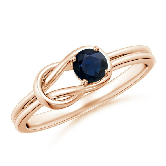 ANGARA Natural Solitaire Blue Sapphire Infinity Knot Engagement Ring in 14K Rose Gold for Women (Size-4mm) | September Birthstone, Anniversary, Jewelry Gift for Women | Natural Blue Sapphire Ring