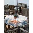 thumbnail image 2 of Outdoor Tablecloths with Umbrella Hole & Zipper, Orange Blue Starfish Coastal Round Tablecloth 54 Inch, Summer Beach Eucalyptus Retro Waterproof Table Cloth, Patio/Pool/Picnic Table Covers, 2 of 8