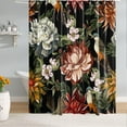 thumbnail image 3 of Vintage Peonies Roses and Birds Shower Curtain, Waterproof Fabric Black Floral Bathroom Shower Curtain with 12 Hooks, 72 x 72 Inch, 3 of 6