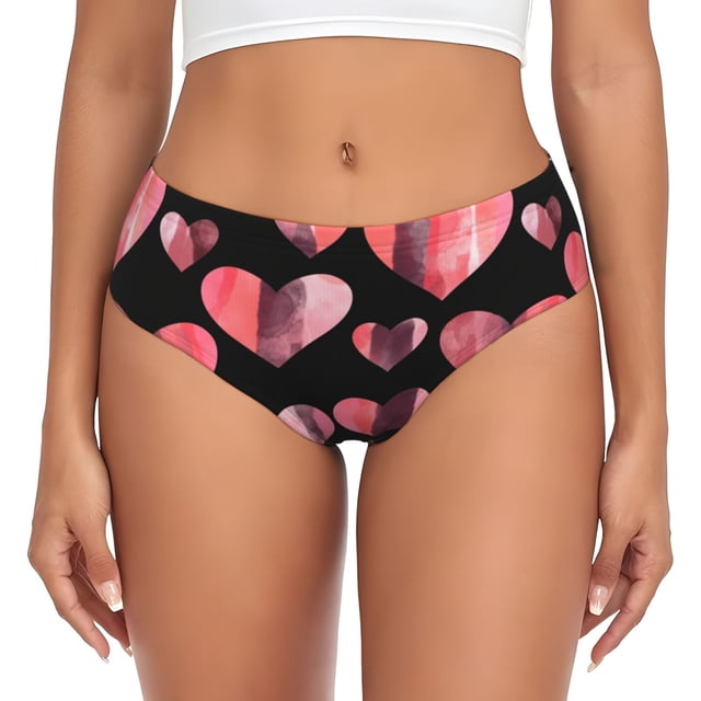 Balery Hearts Ropa Interior de Algodón para Mujer con Dibujo – Braguitas Cómodas y Elásticas, Estilo Clásico-Large