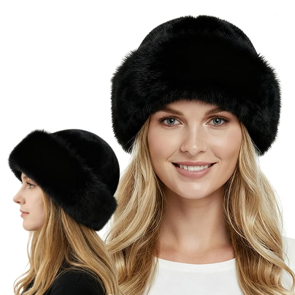 Womens Winter Faux Fur Bucket Hat, Warm Faux Mink Plush Hat, 2026 Fluffy Fisherman Fuzzy Bucket Hats for Cold Weather