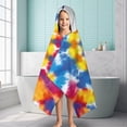 thumbnail image 6 of Colorful Rainbow Tie Dye Spiral Pattern Hooded Bath Towel，60"x35" for Ages 3 To 12 Kids, Quick Dry Lightweight Soft Microfiber Hood Beach Towel Cover Up for Kids, 6 of 7